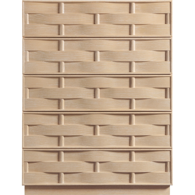 Meridian Furniture Weave Natural Oak Veneer Chest
