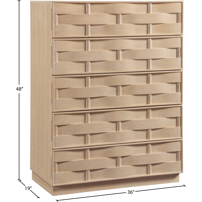 Meridian Furniture Weave Natural Oak Veneer Chest