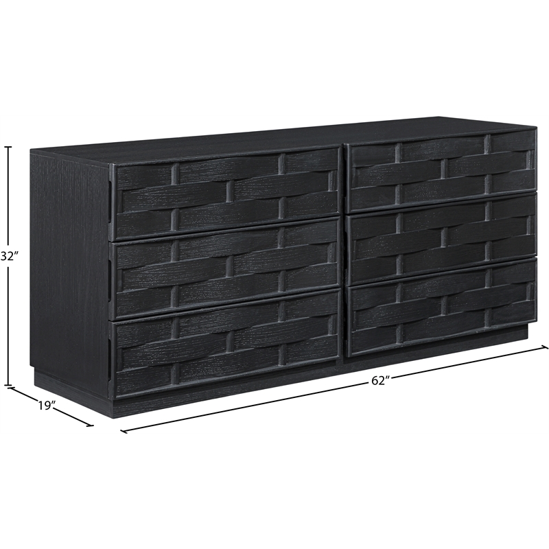 Meridian Furniture Weave Black Oak Veneer Dresser
