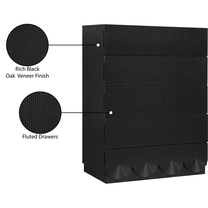 Meridian Furniture Scallop Black Oak Veneer Chest
