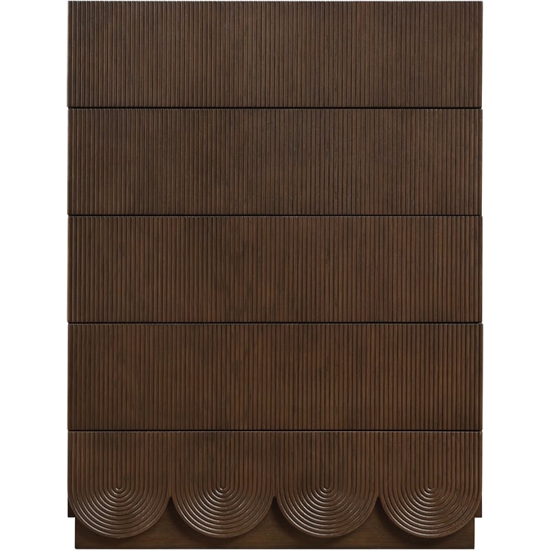 Meridian Furniture Scallop Brown Oak Veneer Chest