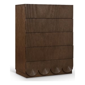 Meridian Furniture Scallop Brown Oak Veneer Chest