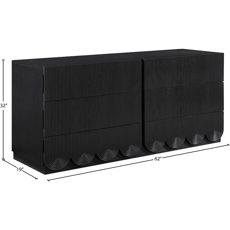 Meridian Furniture Scallop Black Oak Veneer Dresser