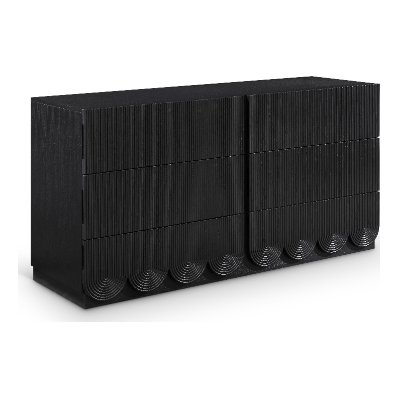 Meridian Furniture Scallop Black Oak Veneer Dresser