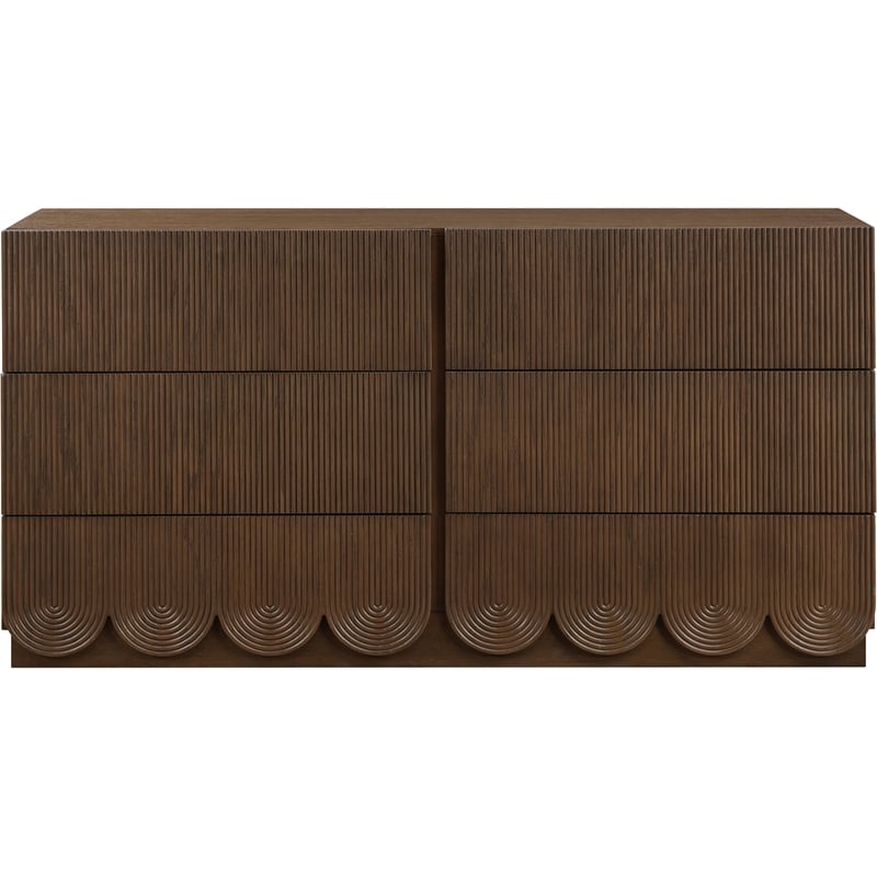 Meridian Furniture Scallop Brown Oak Veneer Dresser