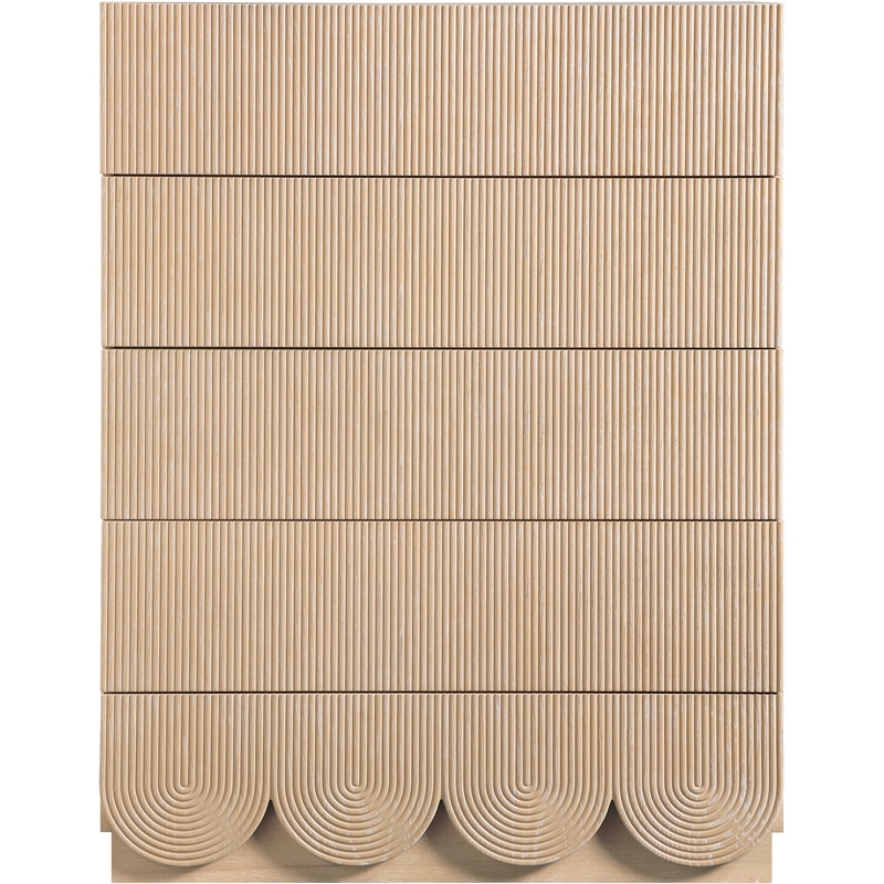 Meridian Furniture Scallop Natural Oak Veneer Chest
