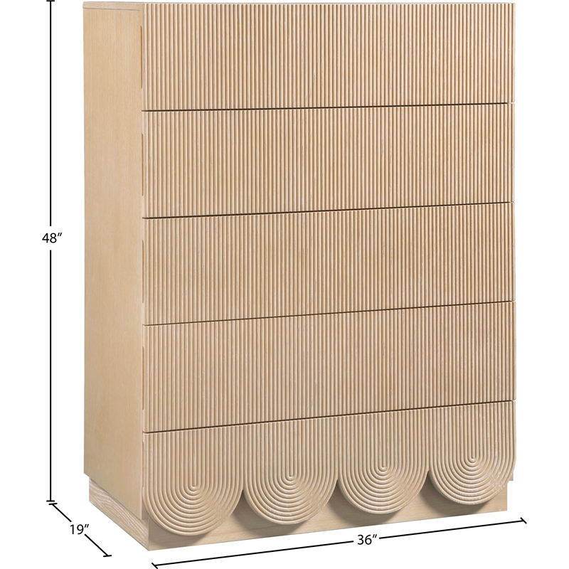 Meridian Furniture Scallop Natural Oak Veneer Chest