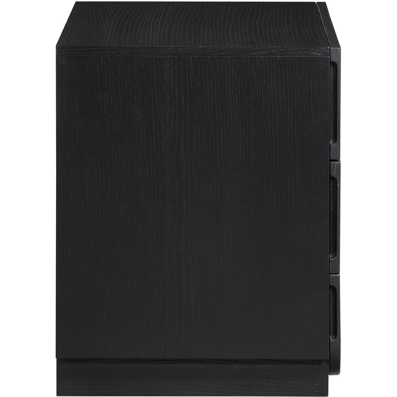 Meridian Furniture Scallop Black Oak Veneer Night Stand