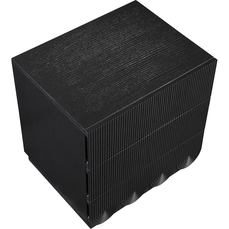 Meridian Furniture Scallop Black Oak Veneer Night Stand