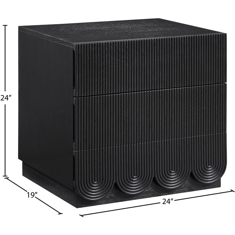 Meridian Furniture Scallop Black Oak Veneer Night Stand
