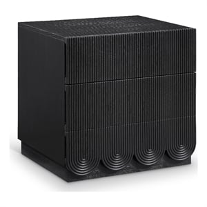 Meridian Furniture Scallop Black Oak Veneer Night Stand