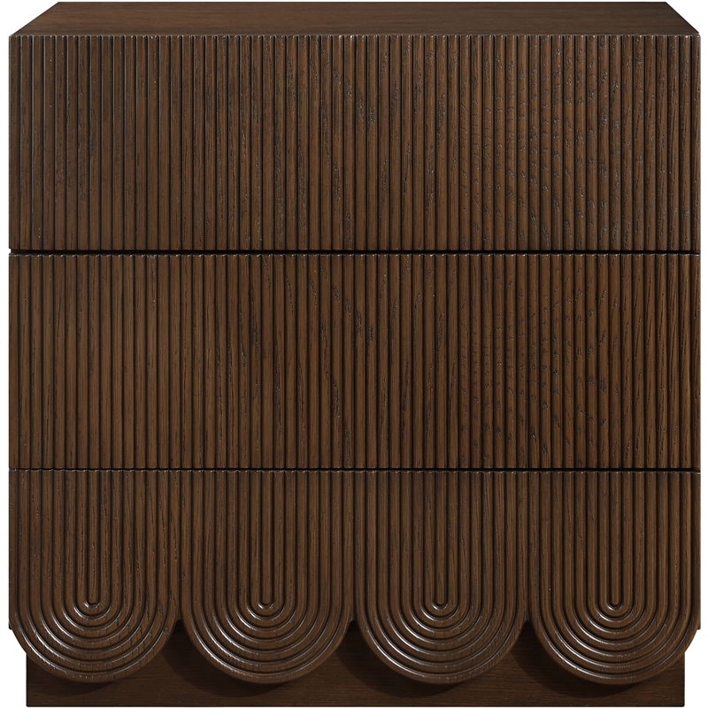 Meridian Furniture Scallop Brown Oak Veneer Night Stand