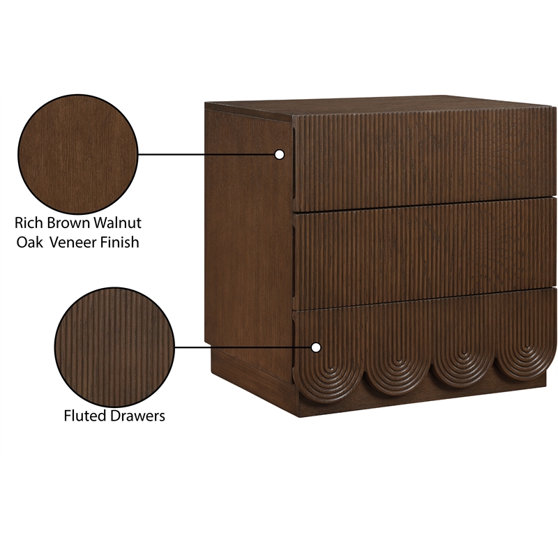 Meridian Furniture Scallop Brown Oak Veneer Night Stand