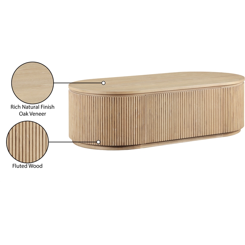 Meridian Furniture Moana Natural Wood Storage Coffee Table