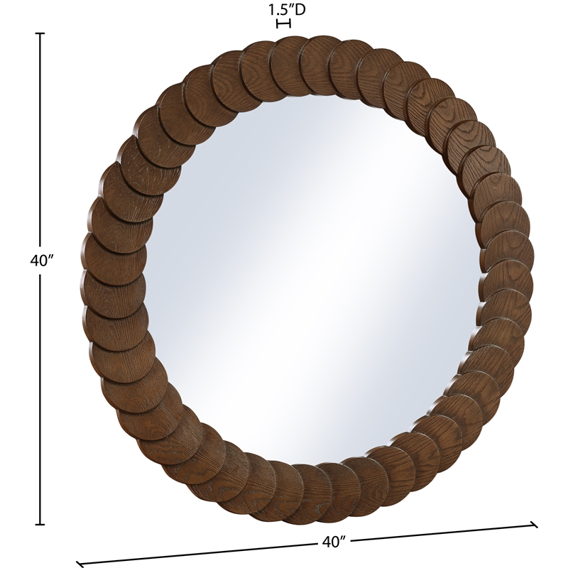 Meridian Furniture Revolve Brown Oak Veneer Mirror
