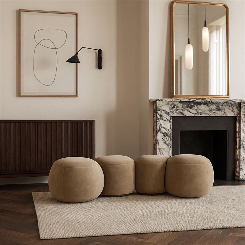 Meridian Furniture Apollo Beige Velvet Bench