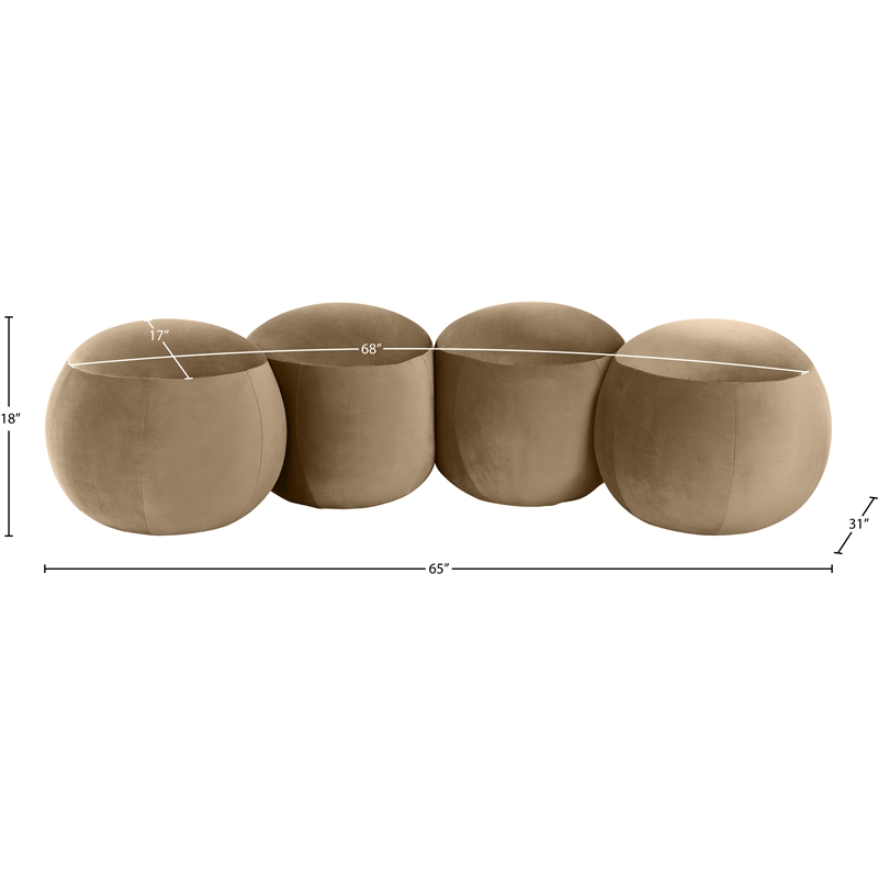 Meridian Furniture Apollo Beige Velvet Bench