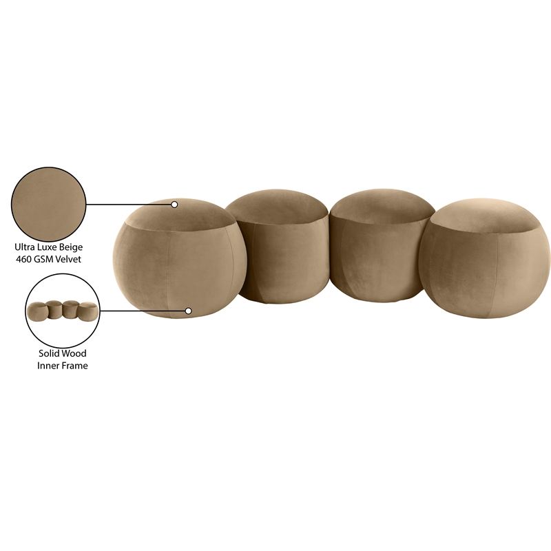 Meridian Furniture Apollo Beige Velvet Bench