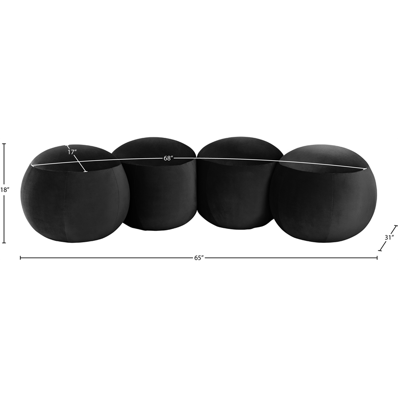 Meridian Furniture Apollo Black Velvet Bench