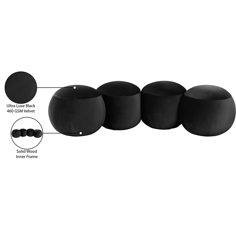 Meridian Furniture Apollo Black Velvet Bench