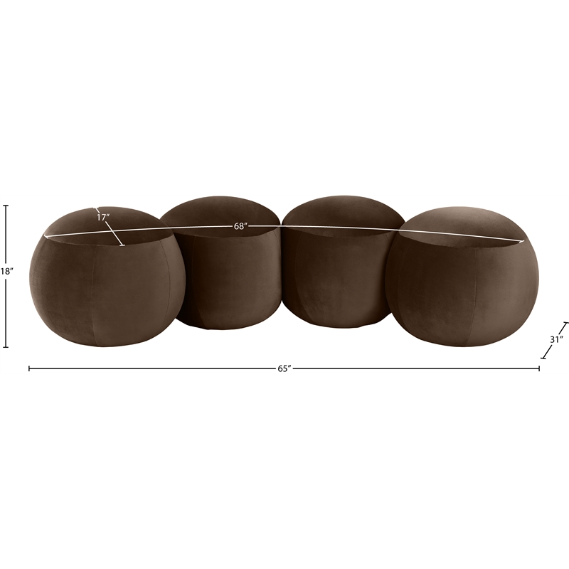 Meridian Furniture Apollo Brown Velvet Bench