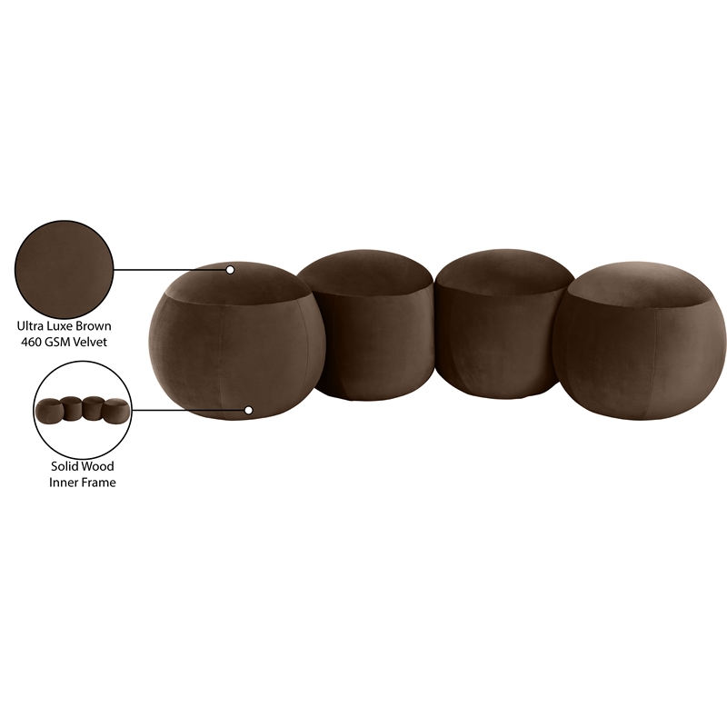 Meridian Furniture Apollo Brown Velvet Bench