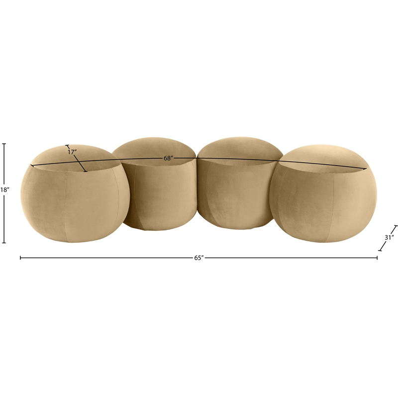 Meridian Furniture Apollo Camel Velvet Bench