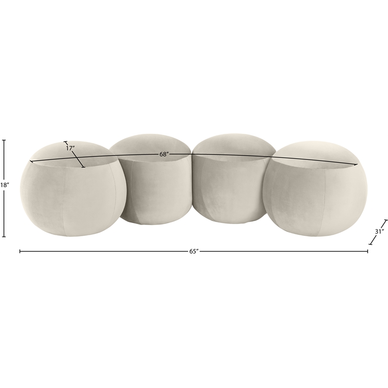 Meridian Furniture Apollo Cream Velvet Bench