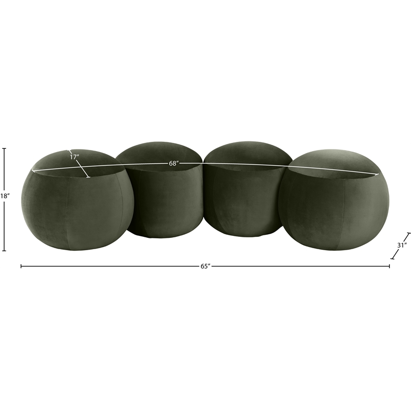 Meridian Furniture Apollo Green Velvet Bench