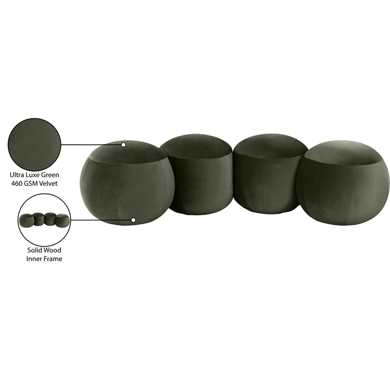 Meridian Furniture Apollo Green Velvet Bench
