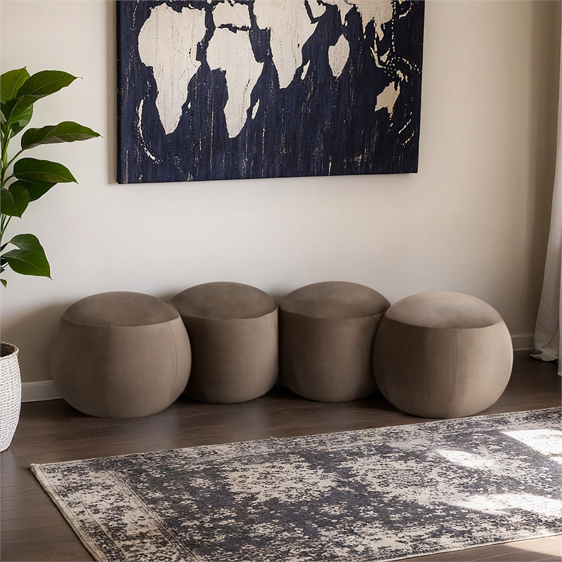 Meridian Furniture Apollo Taupe Velvet Bench