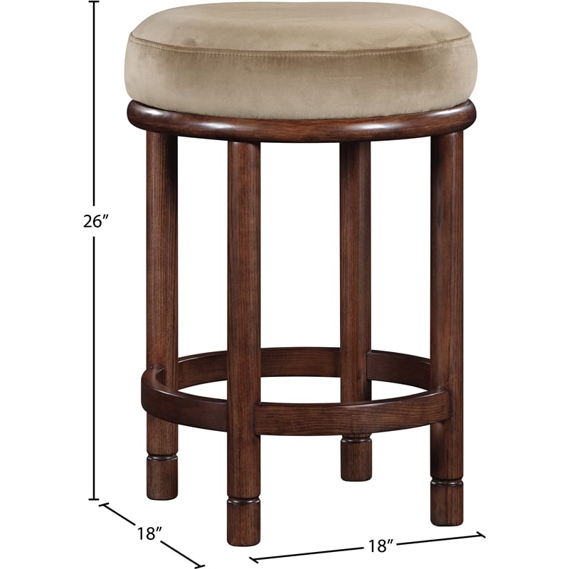 Meridian Furniture Monette Beige Velvet Counter Stool