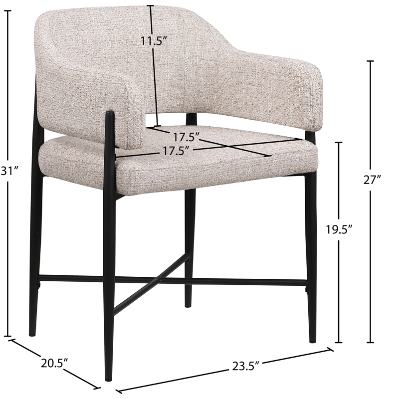 Meridian Furniture Dame Beige Polyester Dining Chair (Set of 2)