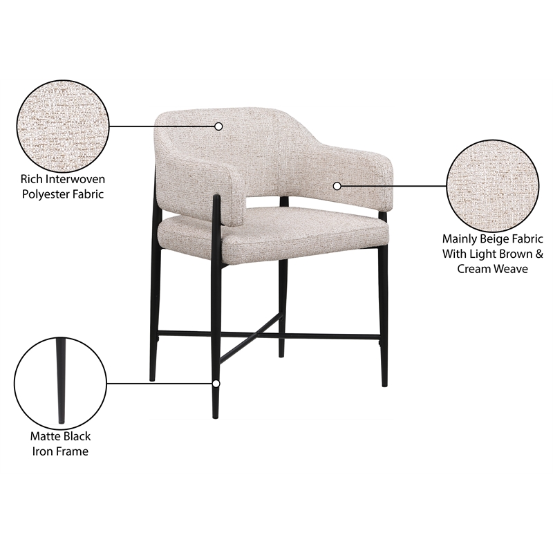 Meridian Furniture Dame Beige Polyester Dining Chair (Set of 2)
