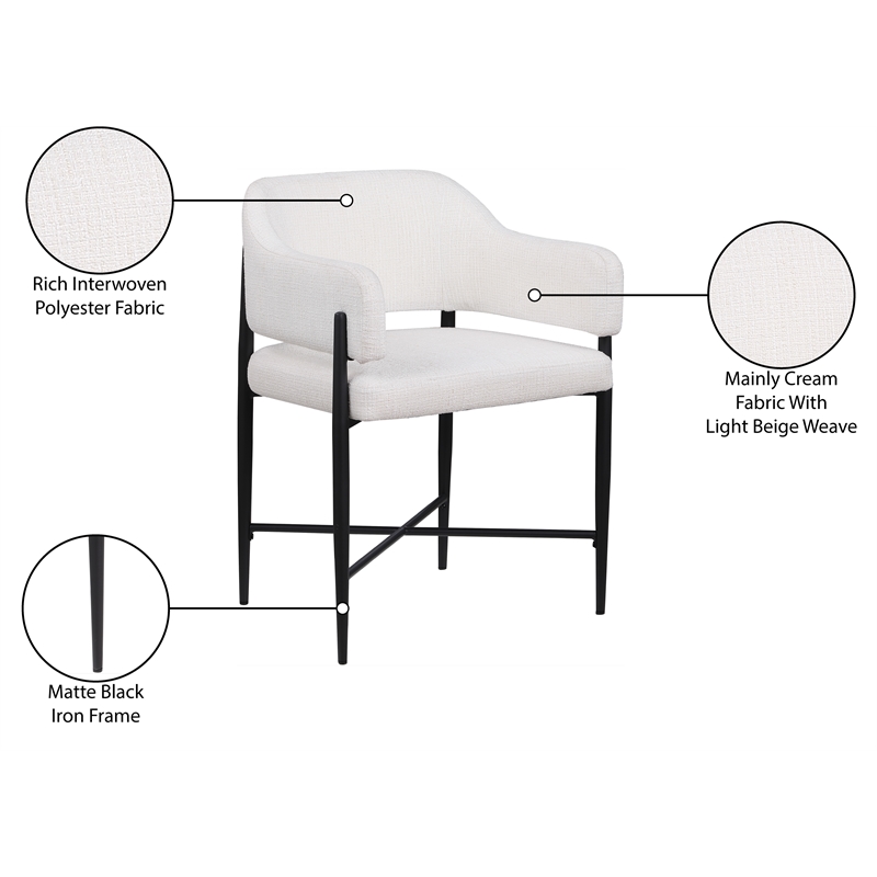Meridian Furniture Dame Cream Polyester Dining Chair (Set of 2)