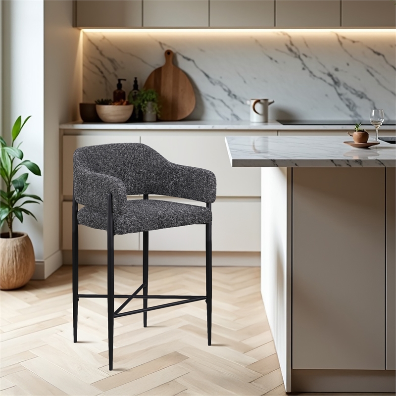 Meridian Furniture Dame Black Polyester Counter Stool (Set of 2)