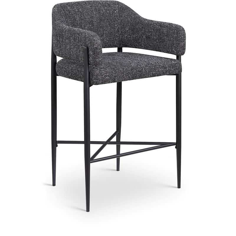 Meridian Furniture Dame Black Polyester Counter Stool (Set of 2)