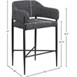 Meridian Furniture Dame Black Polyester Counter Stool (Set of 2)