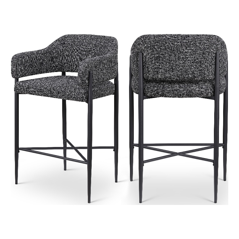 Meridian Furniture Dame Black Polyester Counter Stool (Set of 2)