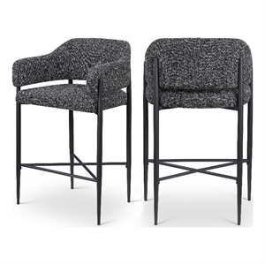 Meridian Furniture Dame Black Polyester Counter Stool (Set of 2)