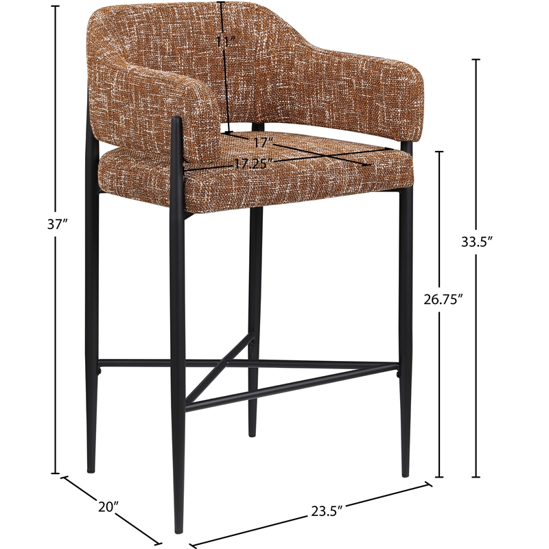 Meridian Furniture Dame Cognac Polyester Counter Stool (Set of 2)