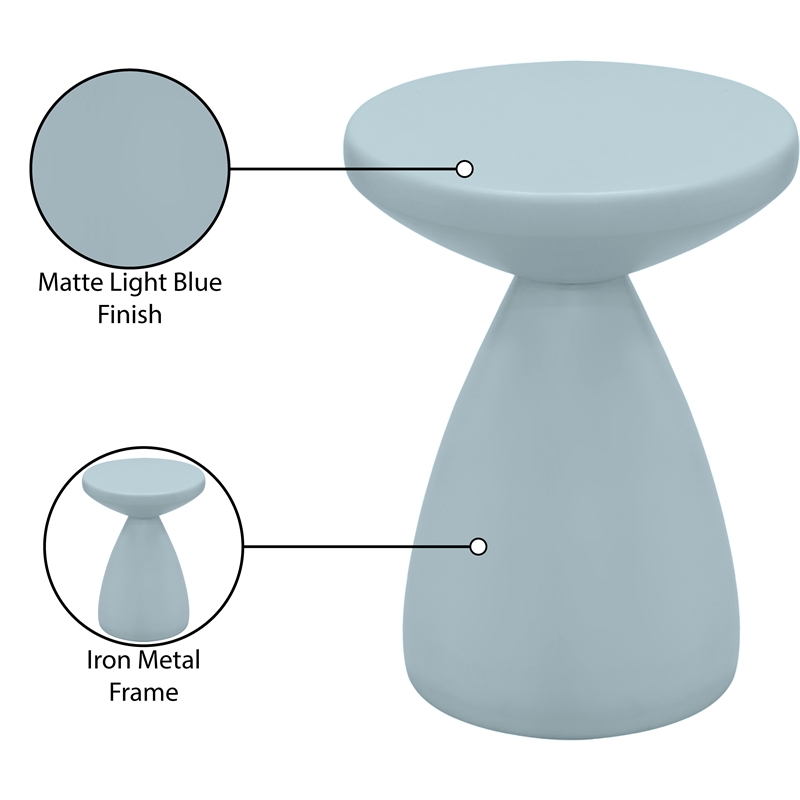 meridian furniture anika light blue iron side table