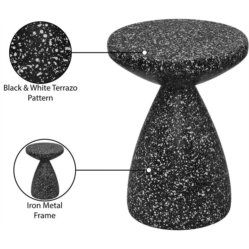 Meridian Furniture Anika Black Iron Terrazzo Side Table