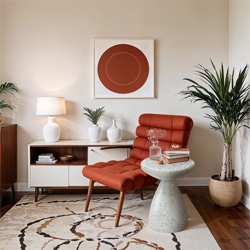 Meridian Furniture Anika White Iron Terrazzo Side Table