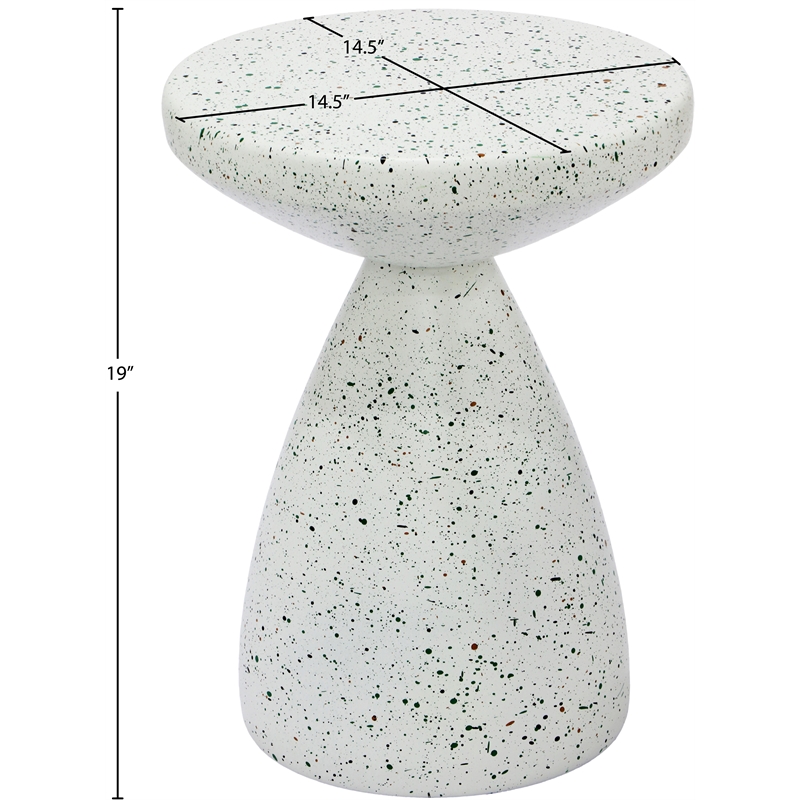Meridian Furniture Anika White Iron Terrazzo Side Table