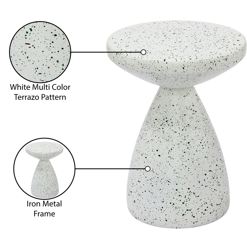 Meridian Furniture Anika White Iron Terrazzo Side Table