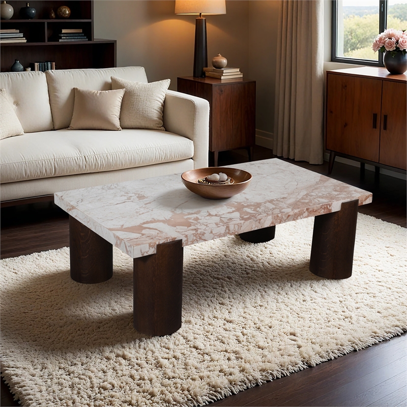 Meridian Furniture Campania Cream Marble Coffee Table