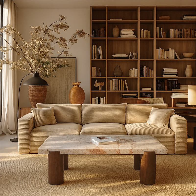 Meridian Furniture Campania Cream Marble Coffee Table