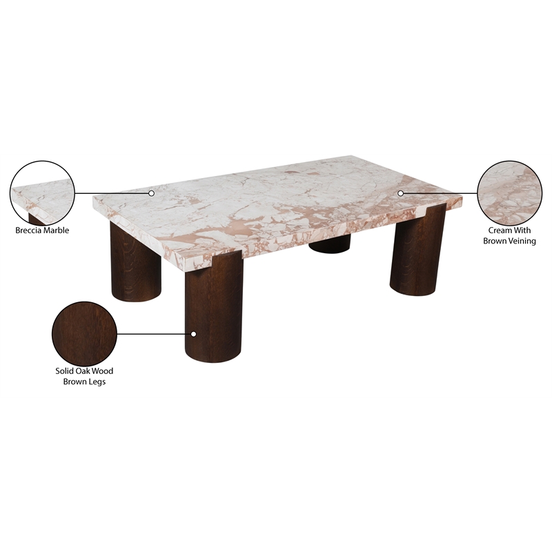 Meridian Furniture Campania Cream Marble Coffee Table