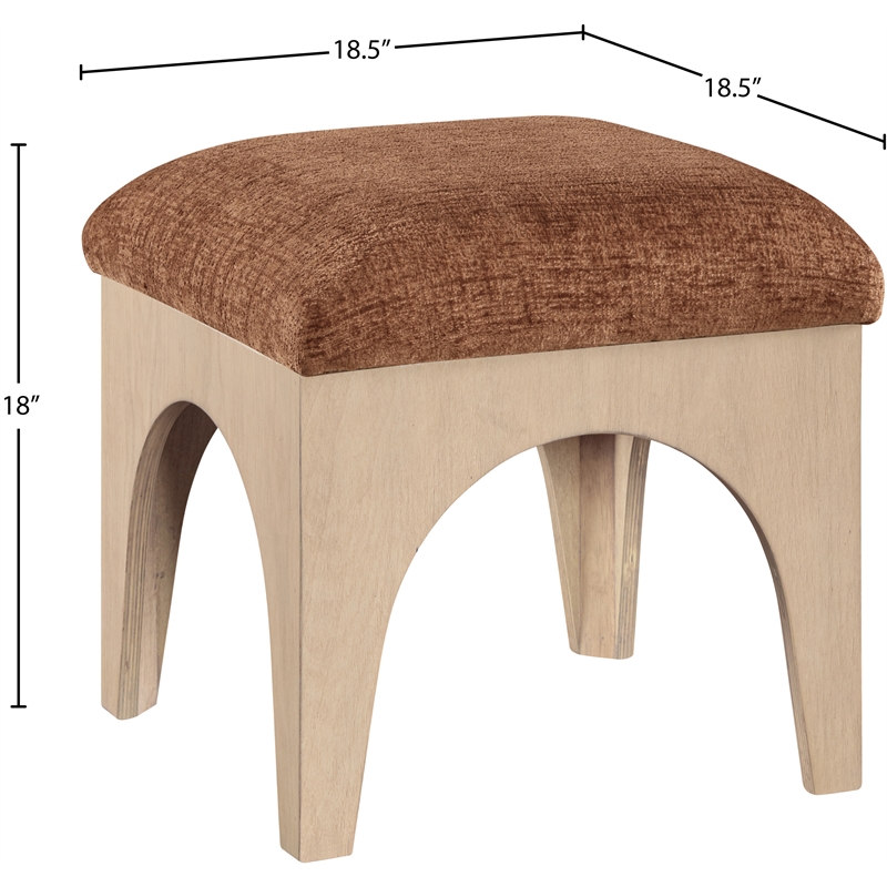 Meridian Furniture Lawson Cognac Chenille Fabric Ottoman